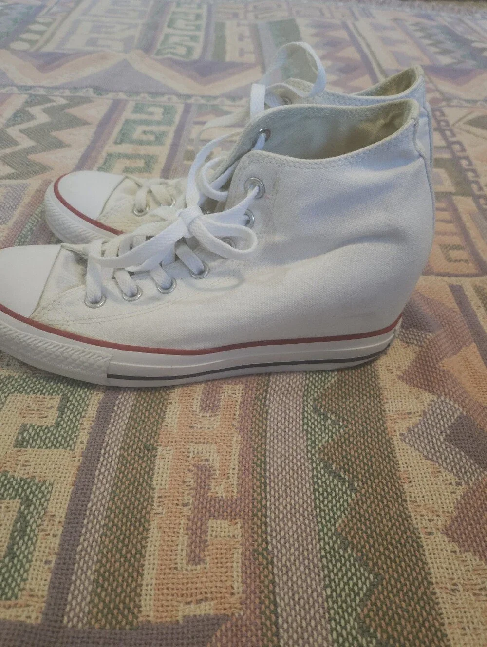 Converse White High Top Hidden Wedges Size 10